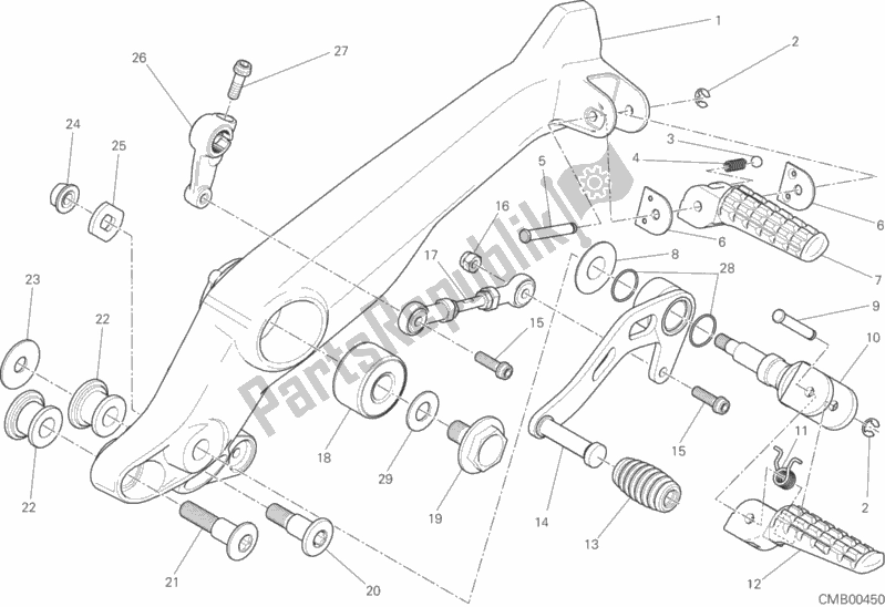 All parts for the Footrests, Left of the Ducati Scrambler Icon Thailand USA 803 2016